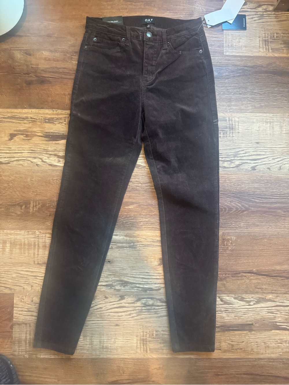 Oat New York Dark Brown Corduroy High-Rise Jeans
